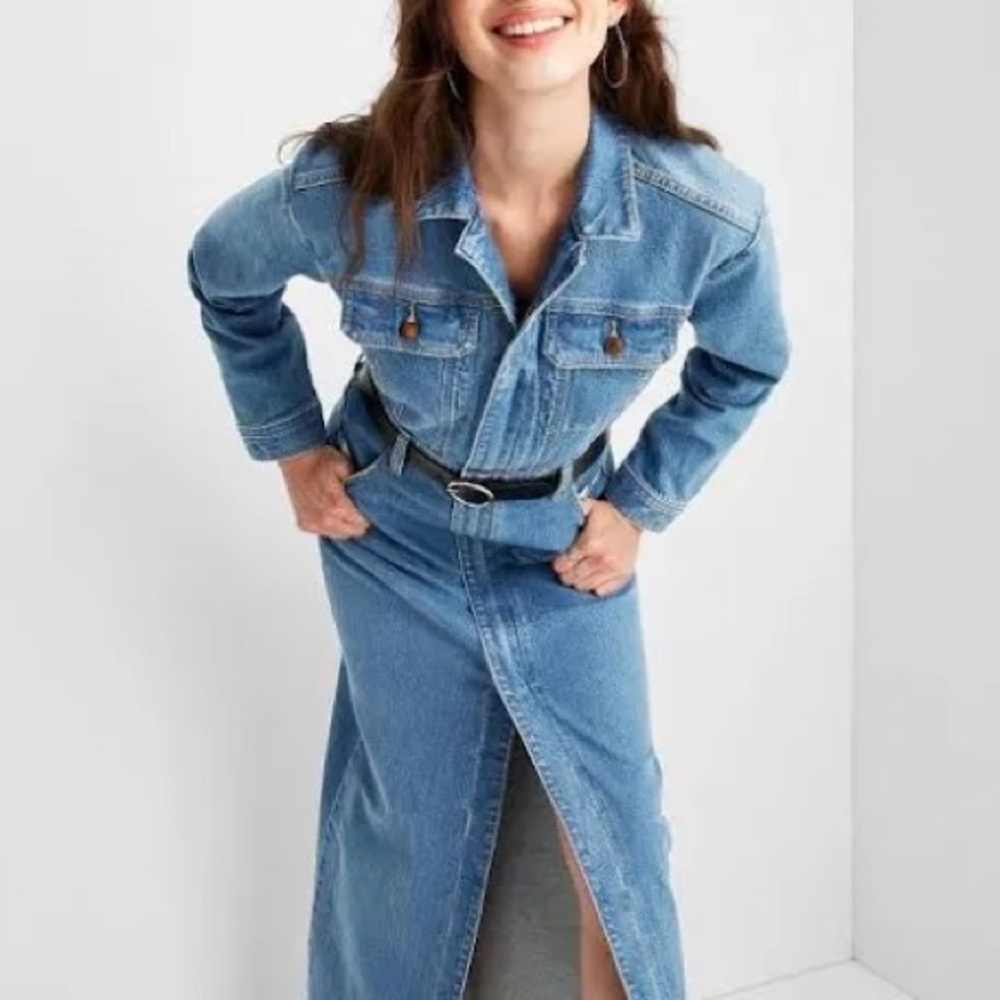 NWOT UNIVERSAL THREAD Denim Maxi‎ Dress with Long Sleeves 12 - Picture 3 of 7